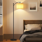 SUNMORY Arc Floor Lamp,Modern Floor Lamp with 3 Color Temperatures Bulb,Metal Standing Lamps with Adjustable Hanging Lampshade,Tall Floor Lamps for Living Room (Black)
