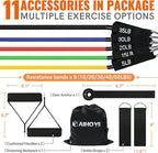 Aihoye Resistance Bands for Working Out, Exercise Bands with Handles, Stretch Bands for Exercise, Workout Bands with Door Anchors for Physical Therapy & Strength Training