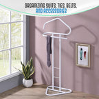 Kings Brand Furniture - Kalblins Metal Clothing Wardrobe Suit Valet Rack Stand, White