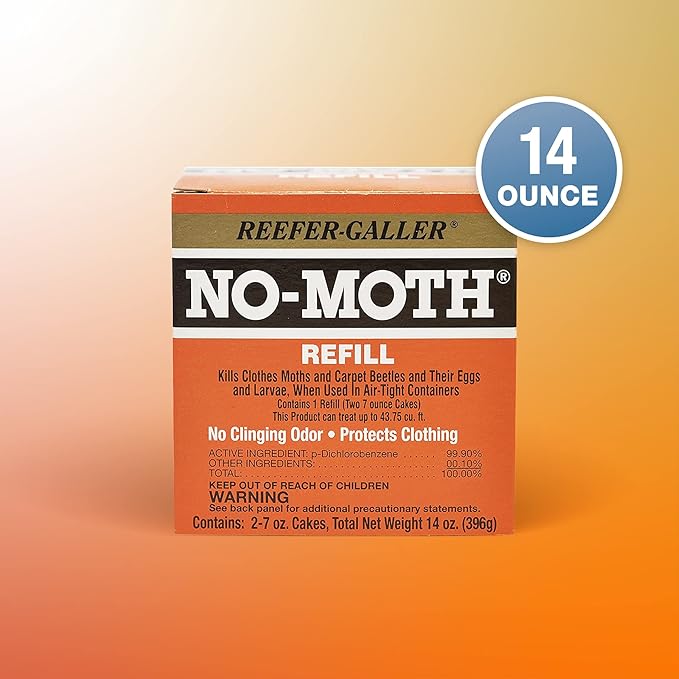 NO Moth Closet Hanger Refill Kills Clothes Moths, Carpet Beetles, and Eggs and Larvae, 7 OZ, 2 count (Pack of 1)