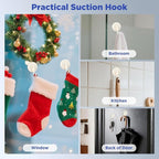 OUTXE Wreath Hanger for Front Door, Upgraded Suction Cup Reef Hook for Glass Window/Over Door, Christmas/Thanksgiving/Halloween/July 4th/Easter/Valentine/Spring/Summer/Fall (White, 2-Pack)