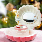 Ballerina Music Box, Pink Shell Music Box with Mirror, Jewellery Melody Box for Birthday, Wedding, Valentine's day