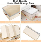 Under Bed Storage Bins - 98L Height-adjustable Under Bed Storage Containers, Compression Blanket Storage Comforter Storage Sweater Storage, Clothes Storage Bins With Clear Window, 2 Pack Beige