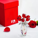 H&D HYALINE & DORA Crystal Rose Flower Figurine,Glass Flower Bouquet Ornament,Glass Rose Gift for Christmas Mother's Day Valentine's Wedding Party