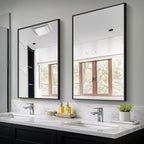 TRAHOME Bathroom Vanity Mirror for Wall, 2 Pack 36" x 24" Metal Framed Rectangular Bathroom Wall Mirror for Over Sink, HD Shatterproof Glass, Hangs Horizontally or Vertically(Black)