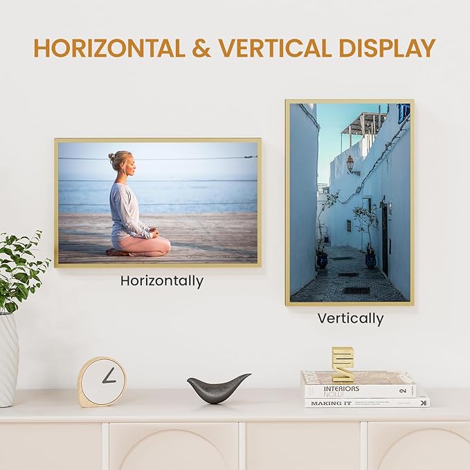 10x16 Aluminum Metal Picture Frame,Tempered Glass Gold Photo Frame 10x16 for Family Photo,Posters,Art,Document to Wall Mount Horizontally or Vertically