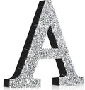 Qunclay 8'' Silver Crystal Diamond Bling Letters Crushed Diamond Decoration Wooden Glitter Letter with Screw and Hooks Rhinestone Gift for Wedding Y2k Mcbling Bedroom Wall Decor (Letter A)