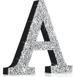 Qunclay 8'' Silver Crystal Diamond Bling Letters Crushed Diamond Decoration Wooden Glitter Letter with Screw and Hooks Rhinestone Gift for Wedding Y2k Mcbling Bedroom Wall Decor (Letter A)