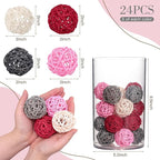 DomeStar 24PCS Pink Rattan Balls Decorative Balls for Bowl Centerpiece, 2 Inches Home Indoor Table Decor - Valentine's Day Tiered Tray Heart Bowl Fillers