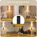 White Floor Lamps for Living Room with Remote and Foot Switch, 64.4” Modern Standing Tall Lamp, Dimmable Corner Lamp for Bedroom, Office, Bulb Included, 3000K-6500K, FCC Listed WW06LD05W1