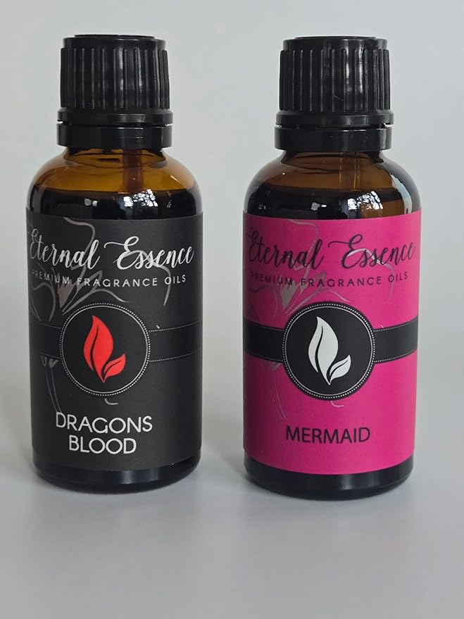 Eternal Essence Oils 2 Pack 30ml Premium Fragrance Oil - Dragons Blood & Mermaid - for Candle, Soap Making, Aromatherapy, Diffusers, Home Care, & Humidifiers