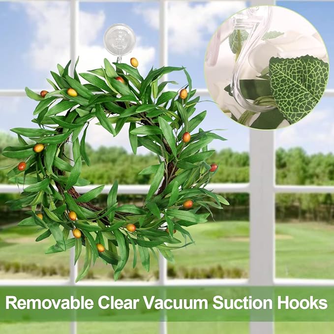 2 pack Suction Cup Wreath Hanger ，Large Clear Vacuum Heavy-Duty Reusable Wreath Hooks，use for Windows Tiles Glass Smooth Doors Mirrors to Hang Bags Coats Umbrellas kitchenware and Christmas Wreaths