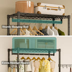 Heavy Duty Rolling Garment Rack, 3 Tiers Wire Shelves Adjustable Freestanding Portable Rolling Clothing Rack with Lockable Wheels, 35.4''L x 15.8''W x 78.8''H, Max Load 420LBS