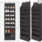 STORAGE MANIAC Over the Door Shoe Organizer Heavy-Duty Large Deep Pocket Hanging Shoe Organizer Shoe Rack Door Closet Shoe Organizer for Wall, Dorm & Narrow Door Storage Shoe Holder Black, 2 Pack
