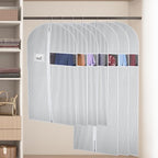 Univivi 60 Inch Lightweight Garment Bag for Hanging Clothes, Full Zipper Dress Bags for Gowns Dress Cover with Clear Window and ID Card Holder for Suits, Long Dress, Coats, 10 Pack, White