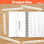 100 Pcs Clear 3 Hole Punched Magazine Holders, 11.9x1.1 Inch Plastic Binder Insert Strips for 3 Ring Binders, File Book Craft Paper Organizer