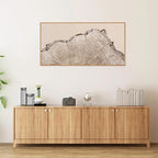 SIGNINART Large Tree Ring Framed Canvas Wall Art, Rustic Beige Nature Wooden Wall Decor, Neutral Wood Stump Artwork, Modern Art Prints for Bedroom Living Room Office 20"x40"