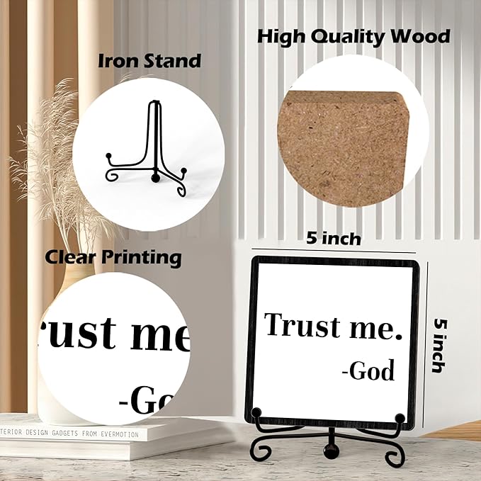 Home Decor, Farmhouse Shelf Decor For Living Room, Boho Aesthetic Table Decorations, Christian Gifts For Women Men, Entryway Tv Stand Fireplace Mantle Coffee Table Decoration (trust-05)