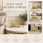 Gold Reading Statue Style D, Abstract Reader Figurine, Resin Book Decor for Bookshelf, Coffee Table, Desk Shelf Decor, Gift for Book Lovers