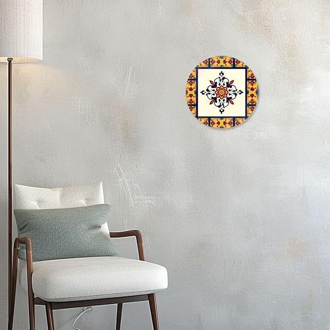 Decorative Plates for Display 10" Talavera Mexican Tile Floral Medallion Ceramic Ornament with Display Stand and Hook Up for Wall Decor Hanging Festival Wedding Gift