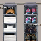 Perfect Curve 11-Pocket Hanging Baseball Hat Organizer - Gray Hat Storage Rack for Closet, Holds Up to 100 Caps. Also store shoes or sneakers or towels. Multiple uses.