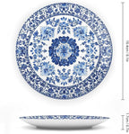 Blue Ceramic Decorative Plate, Blue And White Pottery Decorative Dish with Stand, Chinese Blue And White Porcelain Bone China Decorative Plates Art Porcelain Plate for Living Room Hallway Table Decor