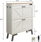 TaoHFE Farmhouse Small Shoe Cabinet Storage for Entryway,Deodorizing Shoe Organizer Cabinet Storage with 2 Flip Drawers,White flip Drawer Shoe Cabinet Hidden Cabinet Foyer,Hallway