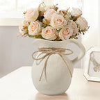 Farmhouse Ceramic Vase with Handle, Rustic Ceramic Pitcher Vases for Home Decor, Decorative Pottery Jug Flower Vase, Centerpiece for Your Kitchen/Bedroom/Office/Living Room/Shelf/Mantel