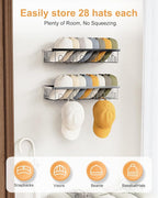 4 Pack Hat Rack for Wall Holds 112 Caps Hat Organizer for Wall Mounted Hat Holder on Wall Hat Organizer for Baseball Caps Hat Storage for Baseball Hats Closet Bedroom Kitchen Bathroom Black