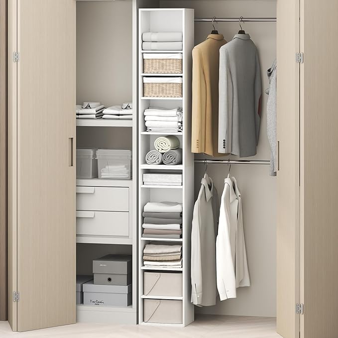 Furinno PASIR 10-Tier Closet Organizers and Storage, Open Shelf, Storage Organizer, 12-Inch Width, for Closet, Bedroom, White