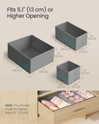 SONGMICS Drawer Organizers, Dresser Divider Organizers, Set of 12, Foldable Fabric Storage Boxes for Socks, Underwear, Bras, Ties, Scarves, Dove Gray URDZ006G02
