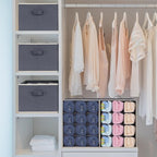 3 Pcs 12 Cell Large Size Pants Organizers for Clothes, Jeans, Sweater, T-shirt, Dress Stackable for Wardrobe Closet Drawer Organizer Storage Bin Container, Dark Grey