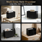 Acrylic Magazine Holder, Magazine Rack Floor,Sleek Black Stylish Organizer with Luxe Gold Metal Feet and Wave Edge Design Space Saving Storage for Books Newspapers Office Supplies,Home Office(Black)