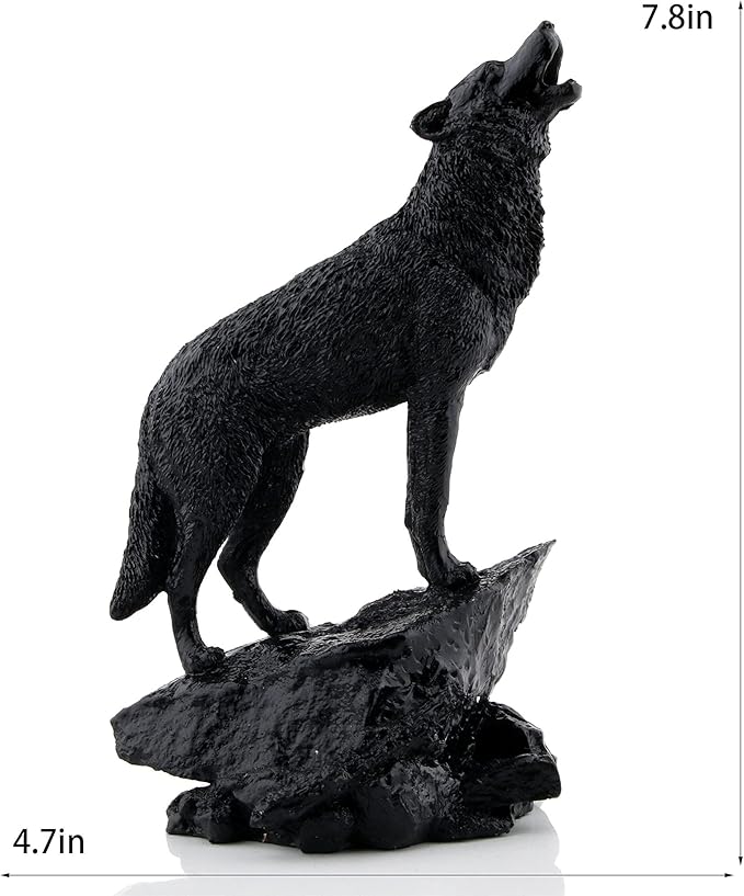 Black Wolf Sculpture Wildlife Howling Wolf Statue and Figurine