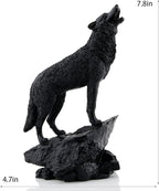 Black Wolf Sculpture Wildlife Howling Wolf Statue and Figurine