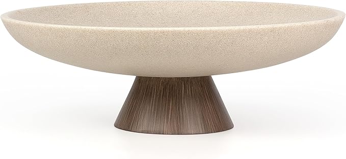 LIN CHUAN Large Decorative Bowl, Modern Resin Pedestal Bowl for Home Decor, Stylish Fruit Bowl for Kitchen Counter, Chic Key Holder for Entry Table, Brown
