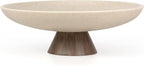 LIN CHUAN Large Decorative Bowl, Modern Resin Pedestal Bowl for Home Decor, Stylish Fruit Bowl for Kitchen Counter, Chic Key Holder for Entry Table, Brown