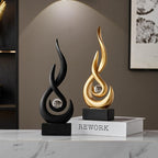 Modern Abstract Art Table Decoration,Resin Flame Statue Modern Centerpiece Ornaments for Living Room Great Gift Idea Home Decor,Collectibles (Gold)