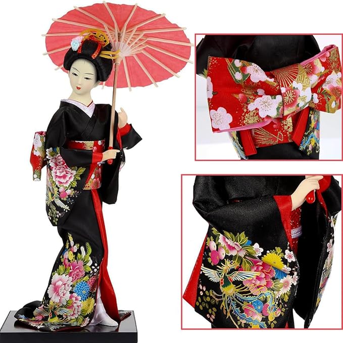 Earlyred 12 Inch Japanese Geisha Kimono Doll 30cm Asian Kimono Doll Collectible Figurine Decoration Gift Red