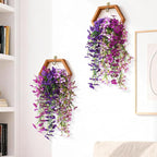 Fake Artificial Flowers for Outdoors, 4 Pcs Faux Hanging Pansy Flowers Spring Summer Decor, UV Resistant No Fade Fake Plants Silk Flower for Planter Front Door Porch Patio Yard Garden(Mixd Purple)