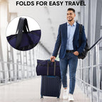 BALEINE 2PK Heavy Duty Garment Bag with Shoe Storage Travel Bag for Dresses, Suit, Coats Travel Essential (43", Blue)