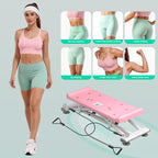 Balance Board with Pushup Handles, 300LBS Ski Balancing Machine Exercise Equipment with Resistance Bands LCD Monitor for Cardio, Home Ski Simulator Trainer for Full Body Workout, Pink