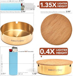 Ashtray with Lid for Outside Patio, 2 Pack Windproof Ash Tray, Gold Stainless Steel Smokeless Ashtray for Outdoor Home Office Tabletop Patio Outdoor Balcony, Meidium