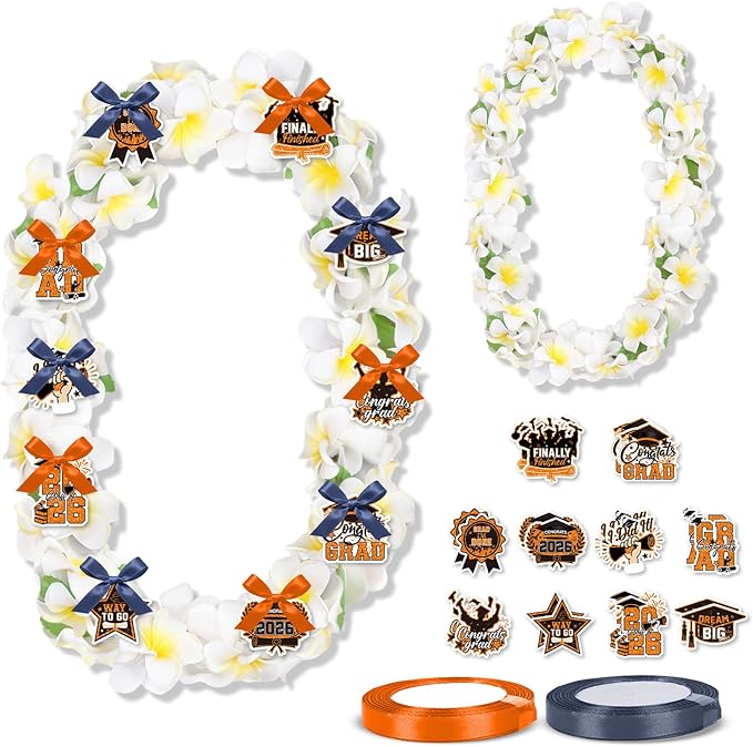 Leis for Graduation 2026, Artificial Flower Wreath with Cards Graduation Lays Gifts, Congrats Grad for High School
