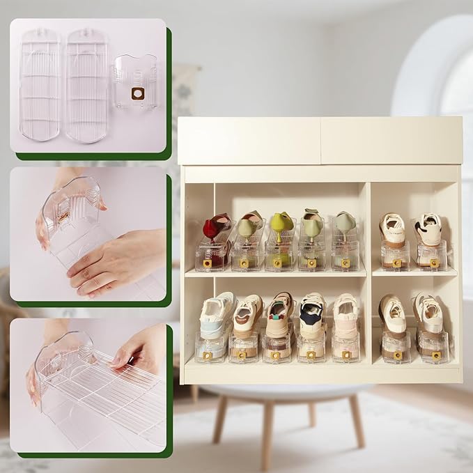 30 Pack Shoe Slots Organizer, Shoe Stackers Organizer for Closet Adjustable Shoe Holder Space Saver 50% Shoes Racks for Closet Organization