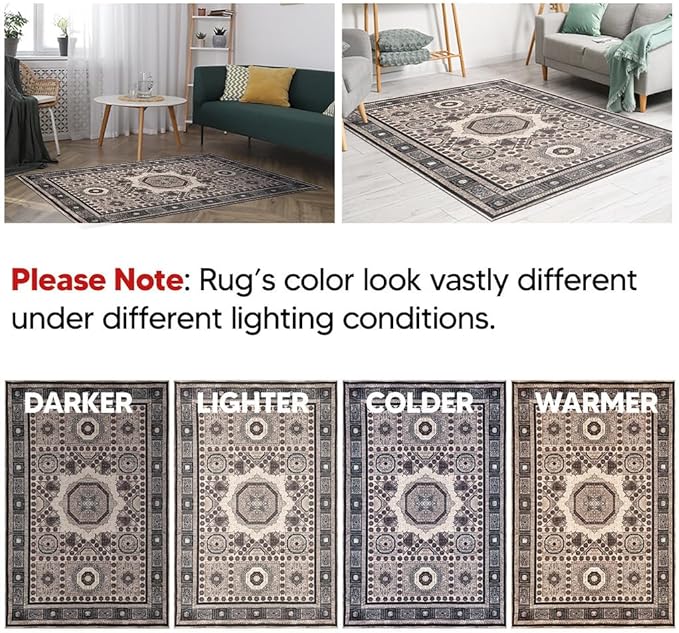Keen Home Design 2x12 Rug - Machine Washable Runner Rug with Non-Slip Backing, Ideal for Hallway, Entryway, Kitchen, Laundry Room - Vintage, Easy Clean, Durable, Low Pile - (2'6" x 12')