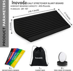 Slant Board for Calf Stretching | Achilles Stretch Board, Ankle Balance Board & Ankle Exerciser Strengthener for Relief of Plantar Fasciitis, Achilles Tendonitis & Calf Tightness | Calf Stretcher with 5 Resistance Bands & Carry Bag