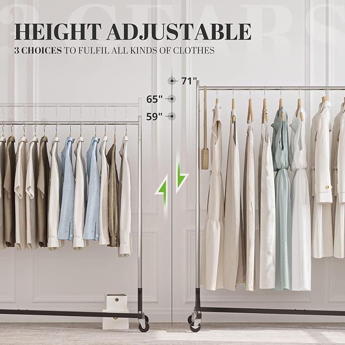 HOKEEPER Clothes Rack Z Base Clothing Rack Heavy Duty Clothes Rack for Hanging Clothes Hold 500LBS Commercial Garment Rack with Wheels Adjustable Rolling Portable 24" Dx63 Wx71 H, 2 Pack