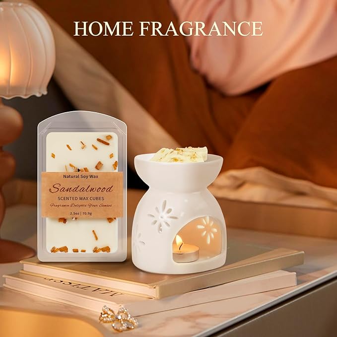 SCENTORINI Wax Melts, Premium Wax with Essential Oil, Summer Scents, Scented Wax Melts, Natural Dried Flower, Pine Needles, Sandalwood, Mediterranean Fig, 2.5 oz X 3 Pack