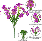 MACTING Artificial Flowers for Outdoors 12 Bundles Faux Outdoor Plants UV Resistant Plastic Silk Flowers No Fade for Planters Window Patio Porch Yard Indoor Garden Outside Summer Decorations(Purple)